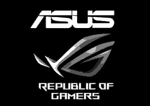 a logo for asus republic of gamers is shown on a black background