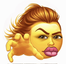 a cartoon of a woman 's face with a hand reaching out