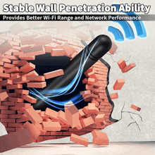 a picture of a brick wall with the words stable wall penetration ability