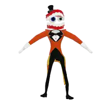a cartoon character wearing a tuxedo and a red hat is standing with his arms outstretched
