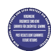 a blue circle with the words " forex und cfds bestert ein sehr grosses risiko "