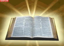 an open bible with rays of light coming from it