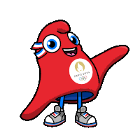 a mascot for the paris 1924 olympics wearing a red hat