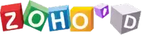 the word zoho is written on a bunch of different colored blocks