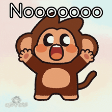 a cartoon of a monkey with its mouth open and the words " nooooo " behind it