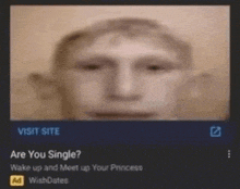 a picture of a man 's face with a caption that says `` are you single ? ''