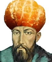 a painting of a man with a beard wearing an orange hat