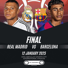 a poster advertising the final between real madrid and barcelona