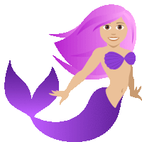 a cartoon mermaid with purple hair and a purple tail