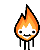 a cartoon drawing of a fire with a face and a smile .