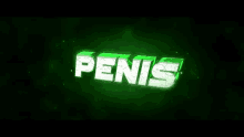 the word penis is written in green on a black background .