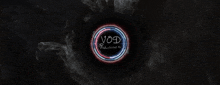 a dark background with a circle that says vod