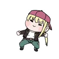 a cartoon of a girl wearing a baseball cap and a jacket