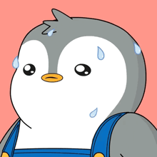 a cartoon of a penguin with sweat coming out of its face