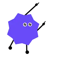 a cartoon drawing of a purple object with eyes