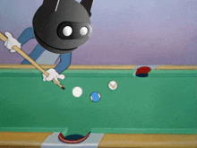 a cartoon character is playing pool with a cue