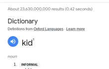 a dictionary definition of the word kid