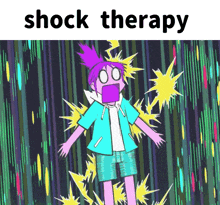 a cartoon of a girl with shock therapy written underneath her