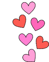 a bunch of pink and red hearts stacked on top of each other on a white background