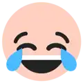 a bald laughing emoji with tears coming out of its eyes .