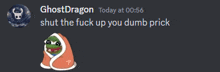 a screenshot of a discord conversation between ghost dragon and a frog