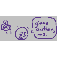 a drawing of a person with a speech bubble that says gimme andher m8