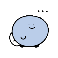 a cartoon drawing of a blue circle with a smiley face on it .