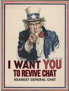 a poster that says i want you to revive chat on it