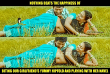 a couple laying in the grass with the caption nothing beats the happiness of