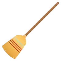 a cartoon illustration of a broom with a long wooden handle on a white background