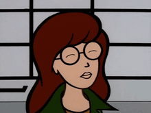 a cartoon drawing of a woman with glasses