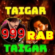 a poster for taigar 999 rab shows a man with a beard