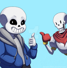 a drawing of sans and papyrus giving thumbs up