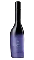 a purple bottle of humor galaxia perfume against a white background