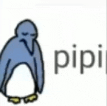 a blue penguin is standing next to the word pipi .