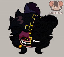 a drawing of a cartoon character with the name ratishu on the bottom