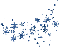 blue snowflakes on a white background with a circle in the middle