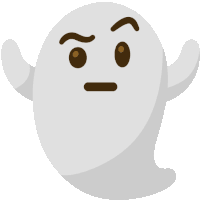 an illustration of a ghost with an angry expression on its face