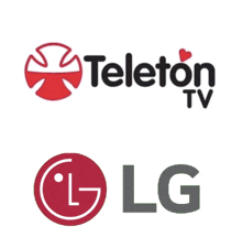 a teleton tv logo next to an lg logo on a white background