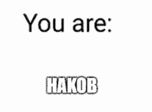 a white background with the words `` you are : hakob '' on it