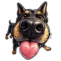 a cartoon drawing of a dog with its tongue hanging out