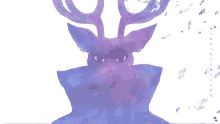 a drawing of a deer with a purple background