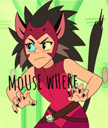 a cartoon character with the words mouse where written above her