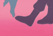 a drawing of a person 's feet on a pink surface