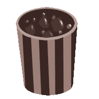 a brown and white striped cup filled with ice