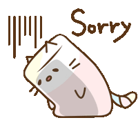 a drawing of a cat with the word sorry written below it