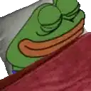 a frog is laying in bed with a pillow and a blanket .