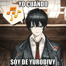 a picture of a boy with a speech bubble that says yo cuando soy de yurodivy