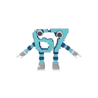 a 3d model of a robot with the letter t on it