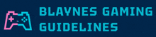 a logo for blaynes gaming guidelines with a video game controller